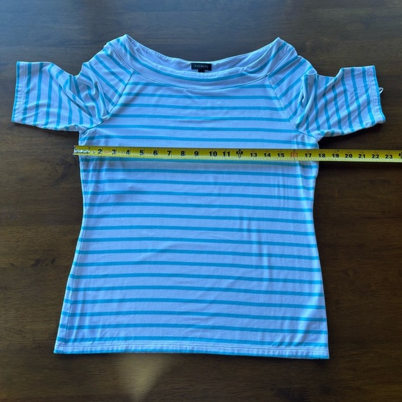 Talbots Light Blue Striped Short Sleeve Top - Picture 4 of 8